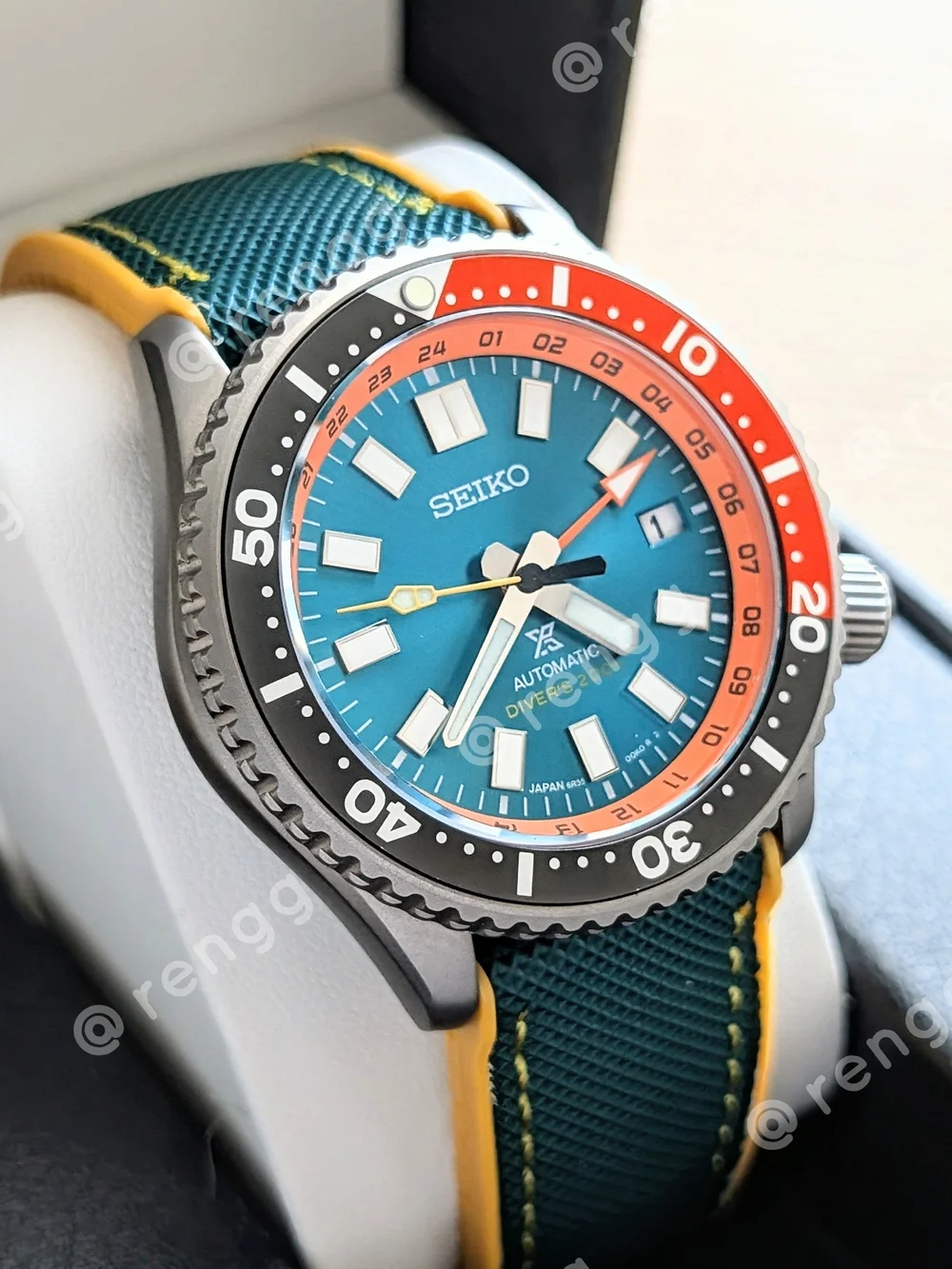 42mm Titanium GMT Seiko Men’s Green Automatic Diver Mod Watch BRAVE CRAZY COLOR
